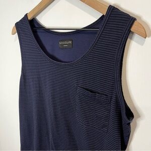 Goodlife Black and Blue Tank Top with Textured Knit